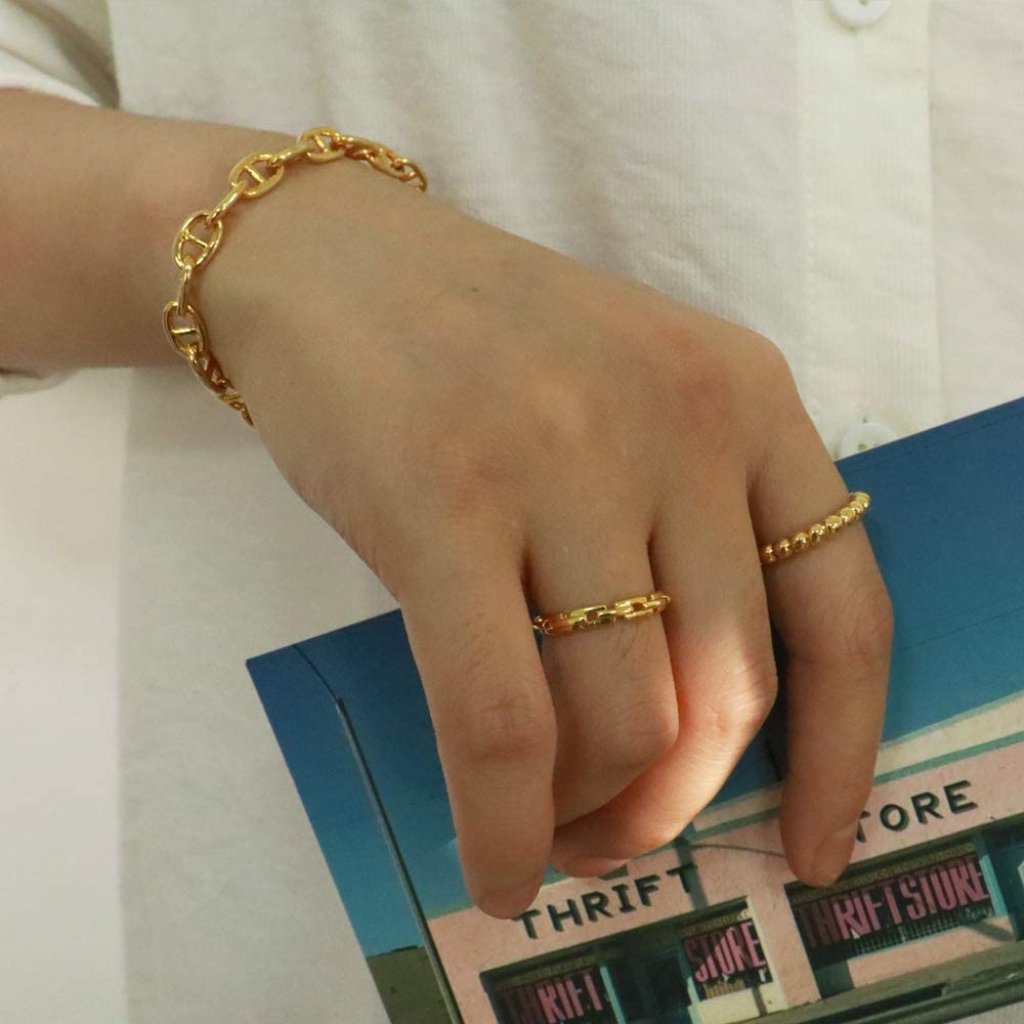 18k Gold Plated Bead Stacking Rings  Gold Rings